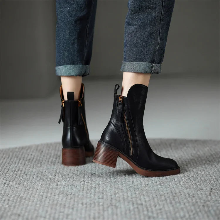 Émilie - Bottines en cuir premium